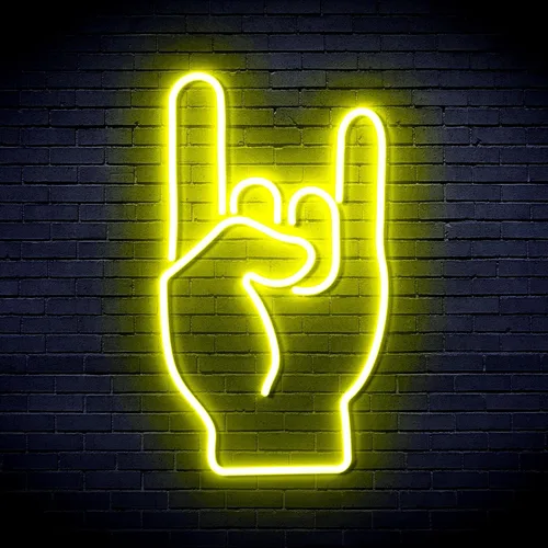 Vista 12 de AdvPro Rock On Hand Sign Flex Silicone LED Neon Sign - Azul - st16s32-fnu0067-b