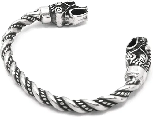 Vista 4 de BaviPower Viking Wolf Head - Brazalete trenzado para hombre y mujer