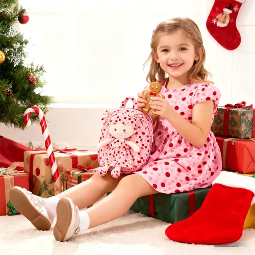 Vista 16 de Onetoo Mochila para niños pequeños, regalos de regreso a clases, mochilas para niñas y niños con muñecas de bebé ligeras y suaves en vestido