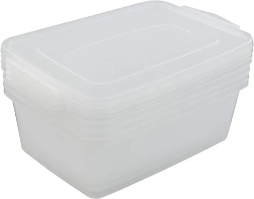 Vista 6 de Contenedores de almacenamiento de plástico de 14 cuartos de galón con tapa, caja de cierre transparente, juego de 4