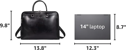Vista 3 de Blofinche Bolso de mensajero para portátil con hombro: Maletín de trabajo de cuero genuino de 13.3 a 15.6 pulgadas, bolso de diseñador