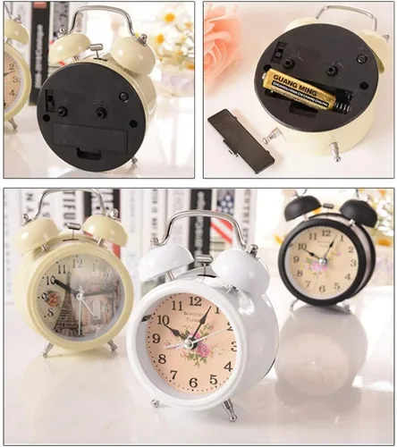 Vista 2 de ARTIBETTER 1pc reloj despertador con luz nocturna reloj de metal estudiante