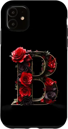 Vista 8 de B Monogram Letter Red Roses Floral Case for iPhone 17