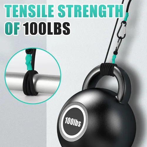 Vista 4 de Cuerda elástica pequeña con ganchos de 12 pulgadas, color negro, resistente, estilo mosquetón, 4 piezas, cable de 5/16 pulgadas de diámetro