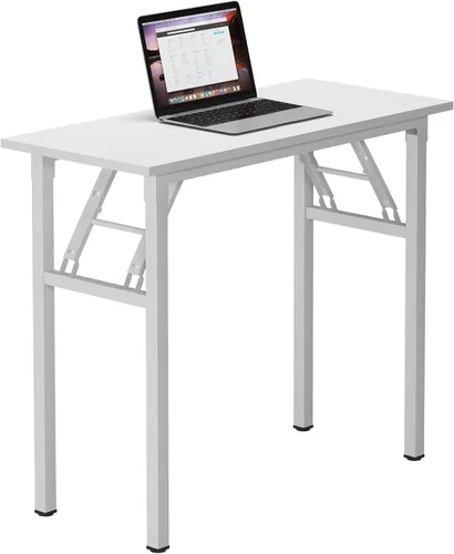 Vista 21 de Need - Escritorio plegable de 31 1/2" sin ensamblaje, mesa pequeña para computadora, escritorio robusto y resistente para espacios pequeños, marco