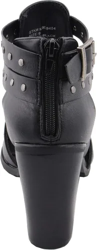 Vista 4 de Milwaukee Leather MBL9454 Sandalias de tacón negro con correa tachonada con tacón de plataforma para mujer