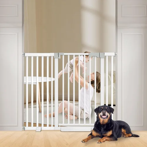 Vista 12 de Puerta para bebé extra alta de 41 pulgadas para perros grandes y mascotas en interiores, sin saltos, 30-32.6 pulgadas de ancho, puerta resistente