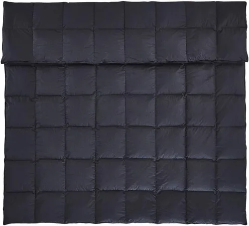 Vista 4 de Lujoso edredón de plumón de ganso para todas las estaciones, tamaño Queen, color negro clásico, caja deflectora de alta calidad, 1200 hilos, funda