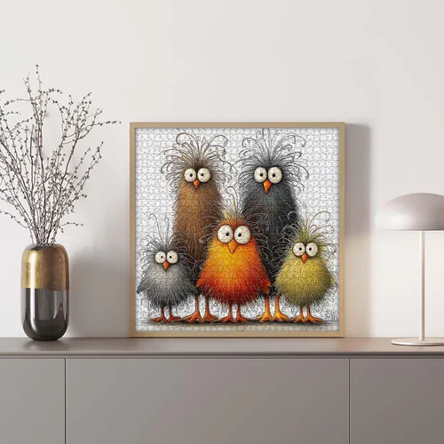 Vista 4 de PICKFORU - Divertido rompecabezas de pollo para adultos, 1000 piezas, rompecabezas abstracto de pollo, lindo rompecabezas de gallo de animales