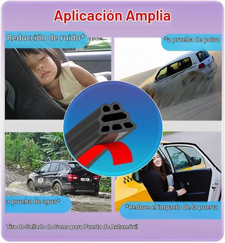 Vista 6 de Tira de sellado para puerta de automóvil, 3 capas, pirámide, goma autoadhesiva de 32.8 pies