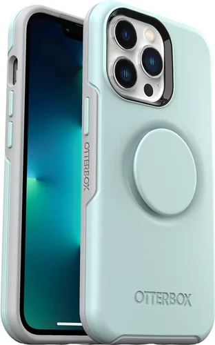 Vista 2 de OtterBox Funda para iPhone 13 Pro Otter + Pop Symmetry Series - Aguas tranquilas (azul), PopSockets integrados PopGrip, delgada, apta para bolsillo