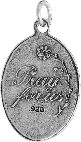 Vista 2 de Collar de medalla de San Rosalia de plata de ley con acabado oxidado cadena ovalada de 0071in Plata esterlina Sin gemas