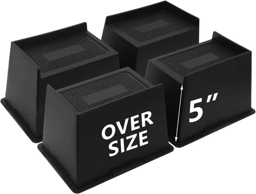Vista 10 de Paquete de 4 elevadores de cama de 2 pulgadas, elevadores de muebles de gran tamaño resistentes, elevadores de cama extra anchos para mesa, sofá