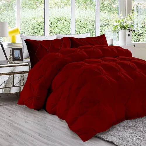 Vista 22 de Juego de edredón plisado de 3 piezas de 21.16 oz/m² para todas las estaciones (edredón + 2 fundas de almohada), relleno de edredón de algodón