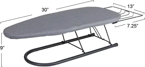 Vista 2 de Household Essentials Tabla de planchar de mesa con soporte para plancha y colgador de puerta Estación de planchado plegable compacta