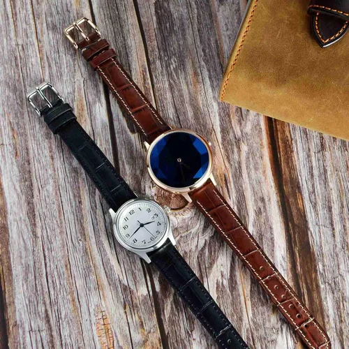 Vista 5 de WOCCI Watch Bands, Italian Leather, Embossed Alligator Grain, Choose Color & Width 14mm 18mm 19mm 20mm 21mm 22mm