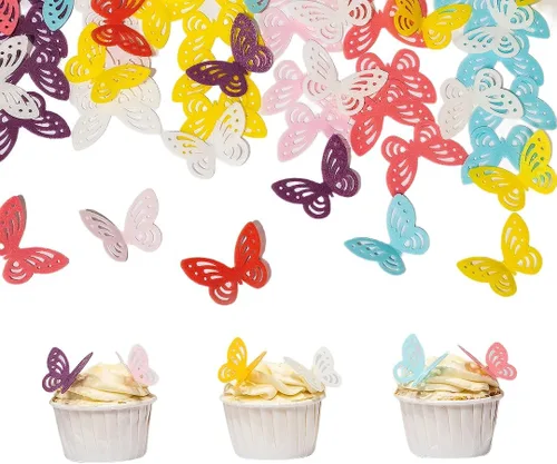 Vista 9 de Flores comestibles, hojas comestibles y mariposas comestibles blancas, papel de oblea, decoración de cupcakes para decorar papel de arroz