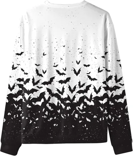 Vista 4 de Ciewfwe Mens Funny Halloween Shirt Ugly Pumpkin Long Sleeve Graphic Tee Shirts Ghost Skull Graphic Workout Athletic Shirts