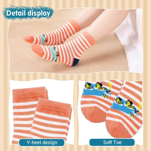 Vista 5 de Hellomamma Girls Toddler Cotton Crew Socks Kids Novelty Animal Soft Funny Fashion Casual Breathable Childs Socks 5 Pairs