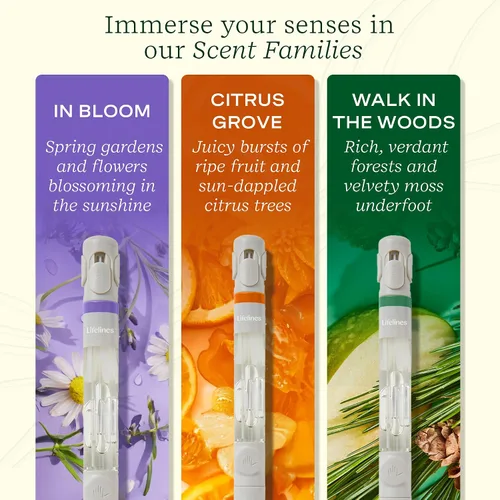 Vista 4 de Set de Difusor de Bolígrafo Lifelines, Escape Natural 3-Pack – Bolígrafos Esféricos Negros de 1mm con Mezclas de Aceites Esenciales Aromatizados