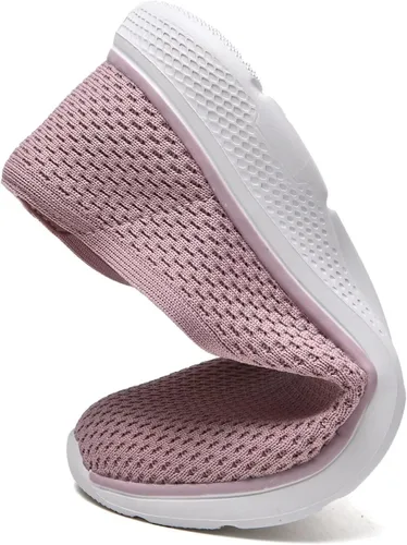 Vista 6 de Zuwoigo Zapatos de senderismo para mujer, cómodos, sin cordones, informales, transpirables, para entrenamiento, gimnasio, trabajo, tenis