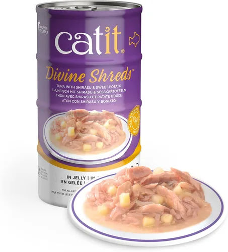 Vista 8 de Catit Divine Shreds in Jelly, adorno prémium para comida para gatos, paquete múltiple de pollo