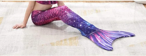 Vista 4 de DNFUN Colas de sirena para nadar para niñas, bikini de princesa, cola de sirena, traje de baño para niñas