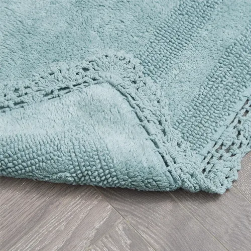 Vista 5 de Laura Ashley Alfombra de baño de algodón de ganchillo 17x24 in, Aqua