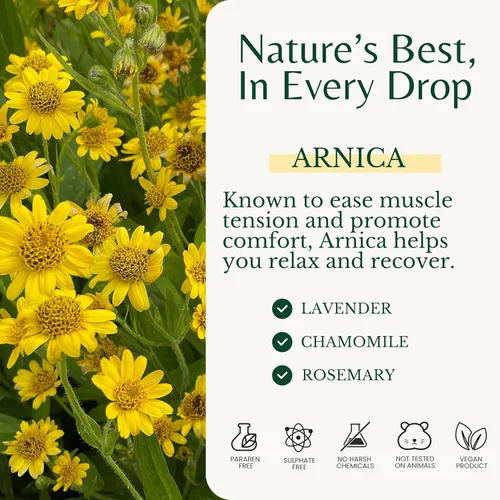 Vista 4 de Edenika Botanicals Aceite de masaje muscular de máxima fuerza para terapia de masaje con árnica pura, alivio profundo de tensión muscular y frote