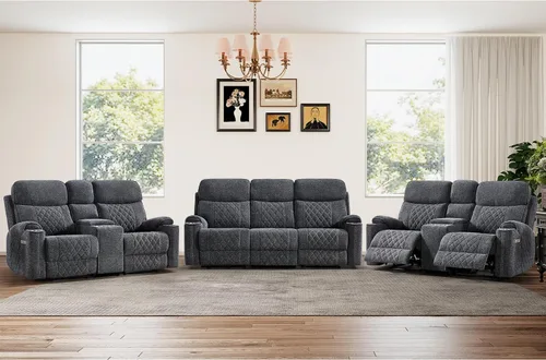 Vista 29 de HAOMARKETS Silla reclinable eléctrica para adultos con puerto USB, sofás reclinables eléctricos de tela suave con portavasos de metal, sillas