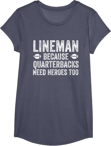 Vista 21 de Lineman Because Quarterbacks Need Heroes Camiseta de fútbol linieros S Negro