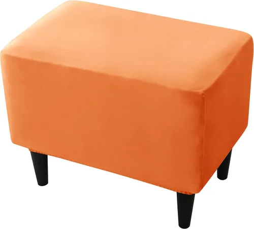 Vista 8 de CONRUSER Fundas elásticas para otomanas, fundas otomanas de terciopelo suave, fundas rectangulares pequeñas para taburete de almacenamiento, funda