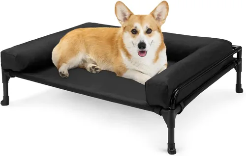 Vista 8 de Veehoo Cama Elevada para Perros - Cama Cot Refrescante para Exteriores para Perros de Tamaño Mediano con Cerca de Tres Lados, Cuna Elevada