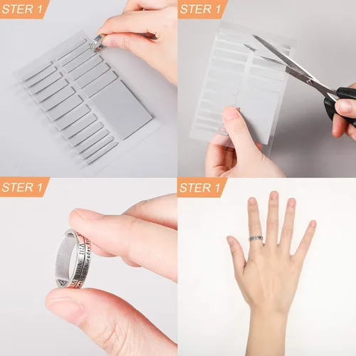Vista 4 de Zonon Ajustador invisible de tamaño de anillo de 16 hojas con 2 piezas de ajuste de tamaño de anillo de plástico para tensor de joyería suelto