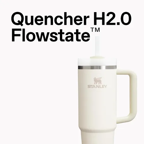 Vista 4 de Stanley Quencher H2.0- Vaso de acero inoxidable con asa, pajilla y tapa FlowState giratoria de 3 posiciones; aislamiento térmico, sin BPA; apto
