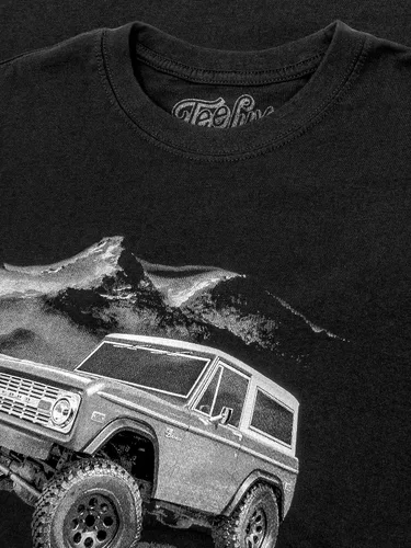 Vista 2 de Tee Luv Camiseta retro de los años 70 Ford Bronco Mountain Graphic para hombre, Negro
