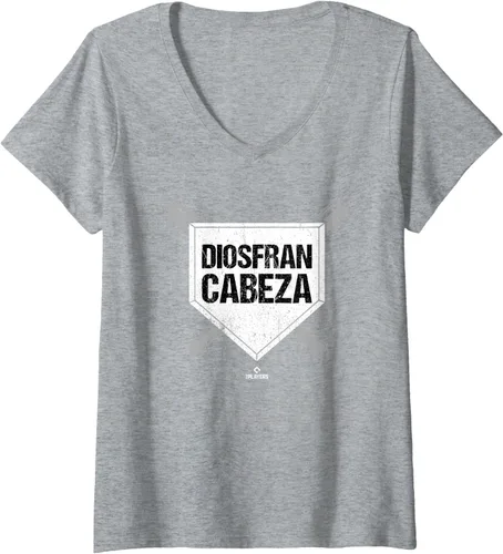 Vista 4 de Womens Homeplate Gameday Diosfran Cabeza Prospect Baseball Fan Gear V-Neck T-Shirt