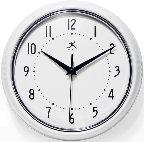 Vista 22 de Infinity Instruments Reloj de pared retro, reloj cuadrado de 9 pulgadas, silencioso sin tictac, moderno de mediados de siglo, reloj de cocina, reloj
