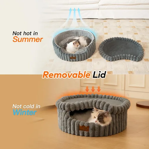 Vista 3 de CHEERPALS Cloud Cat Cave Bed for Indoor Cats Hooded Bed with Zipper((Grey)