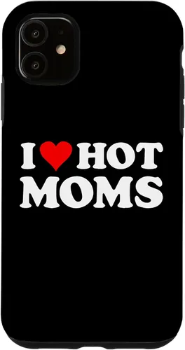 Vista 8 de Funda con texto en inglés "I Love Hot Moms Red Heart para iPhone 16
