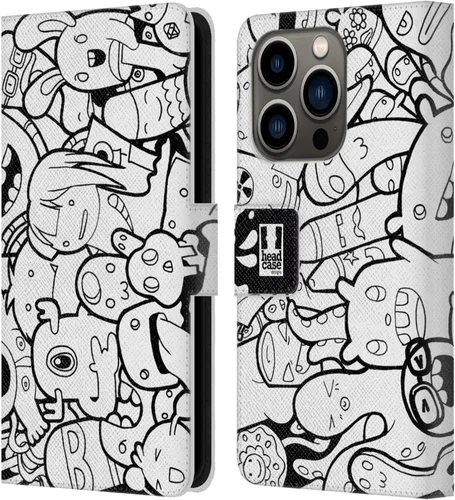 Vista 8 de Head Case Designs Cats Doodle Galore Leather Wallet Case Compatible with Apple iPhone 14 Pro