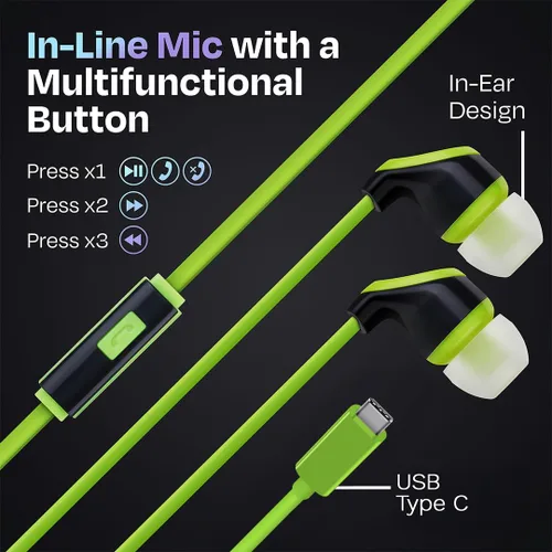 Vista 4 de Paquete de 100 auriculares USB C con cable con micrófono, auriculares intrauditivos tipo C para Chromebooks, iPads con USB-C, MacBook, tabletas