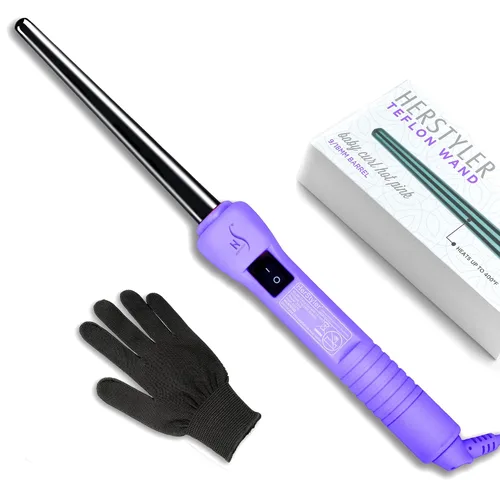 Vista 10 de HerStyler - Mini rizador de pelo para bebé, 9 a 0.512 in, cañón cónico, color rosa