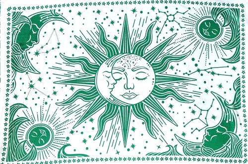 Vista 9 de ICC - Tapiz de sol y luna, tapiz de sol blanco y negro, sábana para colgar en la pared, decoración de habitación, tapices estéticos de arte místico