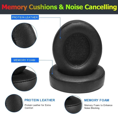 Vista 3 de Beats Studio 3 Almohadillas para los oídos, almohadillas de repuesto de piel con proteína de espuma viscoelástica, almohadillas de repuesto