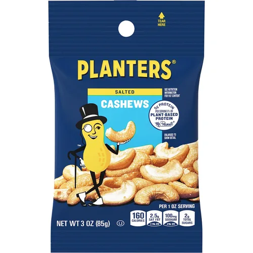 Vista 10 de Planters mitades y piezas de anacardos con sal marina pura