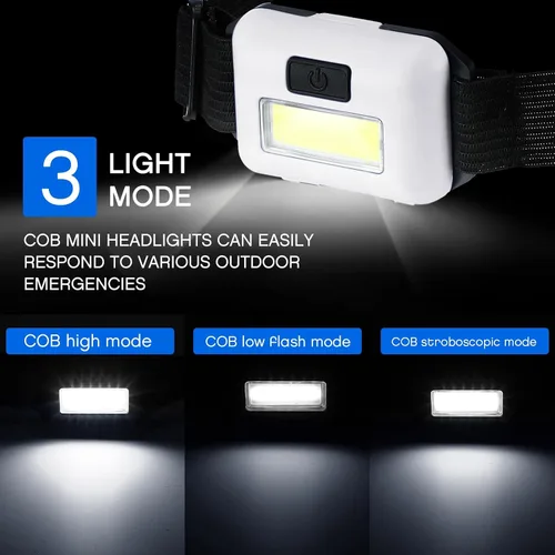 Vista 2 de Paquete de 48 linternas LED para faros delanteros, brillantes, impermeables, linterna de cabeza de inundación, 800 lúmenes a granel con 3 modos, 144