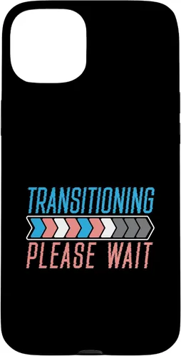 Vista 9 de Funda transgénero LGBTQ para iPhone 16 Transitioning Please Wait Rainbow Pride