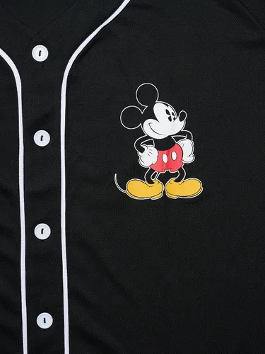Vista 3 de Disney Mickey Mouse Stitch Jack Skellington - Camiseta para mujer, con botones frontales, talla grande