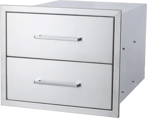 Vista 10 de Cajones de cocina para exteriores, acero inoxidable, 14 pulgadas de ancho x 8-1/2 pulgadas de alto x 23 pulgadas de profundidad, montaje empotrado